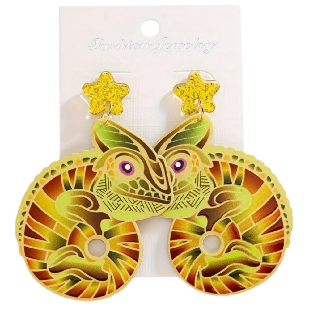 Colorful Chameleon Dangle Earrings